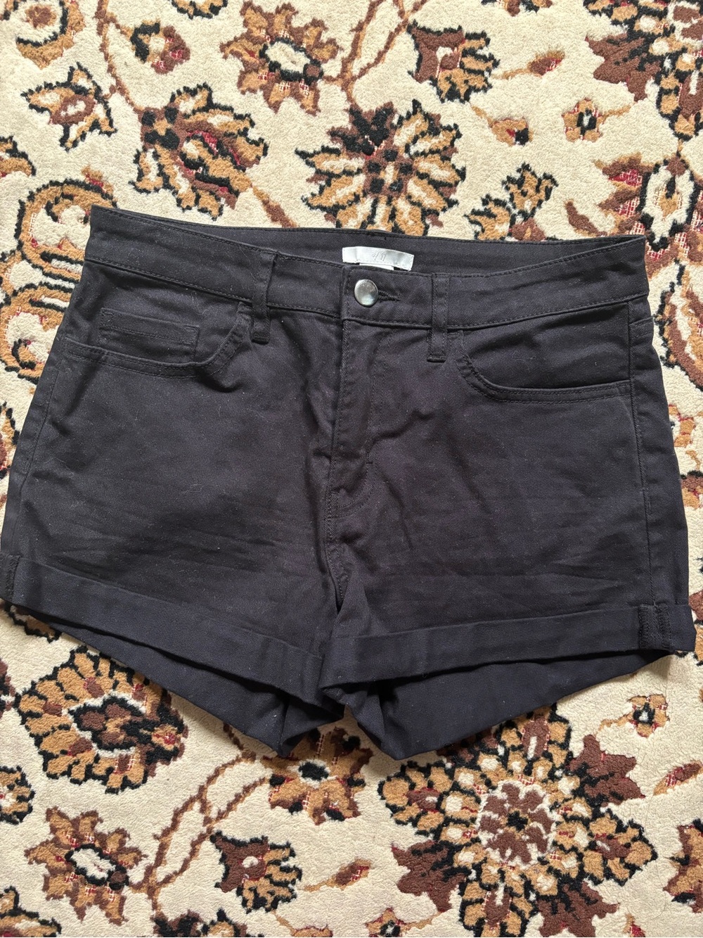 H&M Black Cuffed Shorts